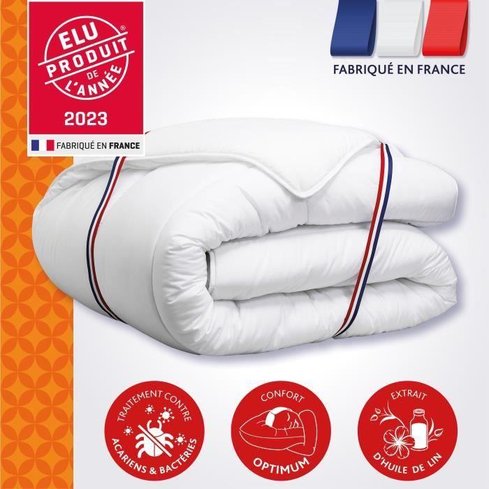 Duvet 140x200 Cm DODO CHAMPS DE LIN - Warm - 450G/m² - Single Duvet - Soft and Warm - Anti-mite Antibacterial - White