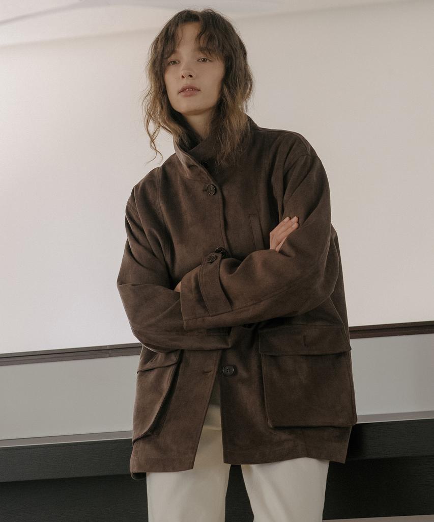 TILL I DIE Suede Utility Half Jacket [Tifa06Jk01]_Light Beige