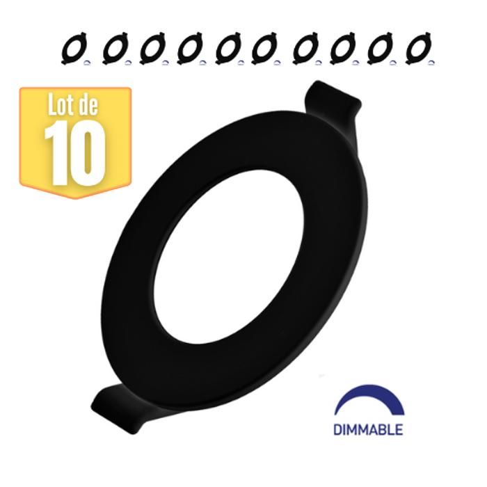 Lot de 10 Dalles LED dimmables 6W 4000K 470lm Noir IP40
