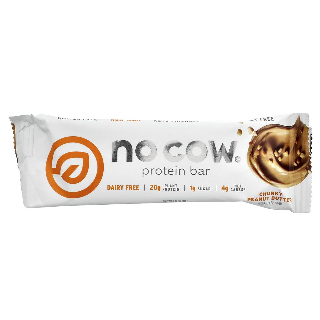 No Cow Protein Bar, Chunky Peanut Butter, 12 Bars, 60g (2.12oz) Each