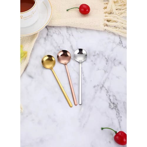 KXLCGYK 5-Piece Set of 13.5cm Tea and Coffee Spoons, 18-8 Stainless Steel, Dishwasher Safe, Includes Muddler Spoon, Tea Spoon, and Dessert Spoon, Styl