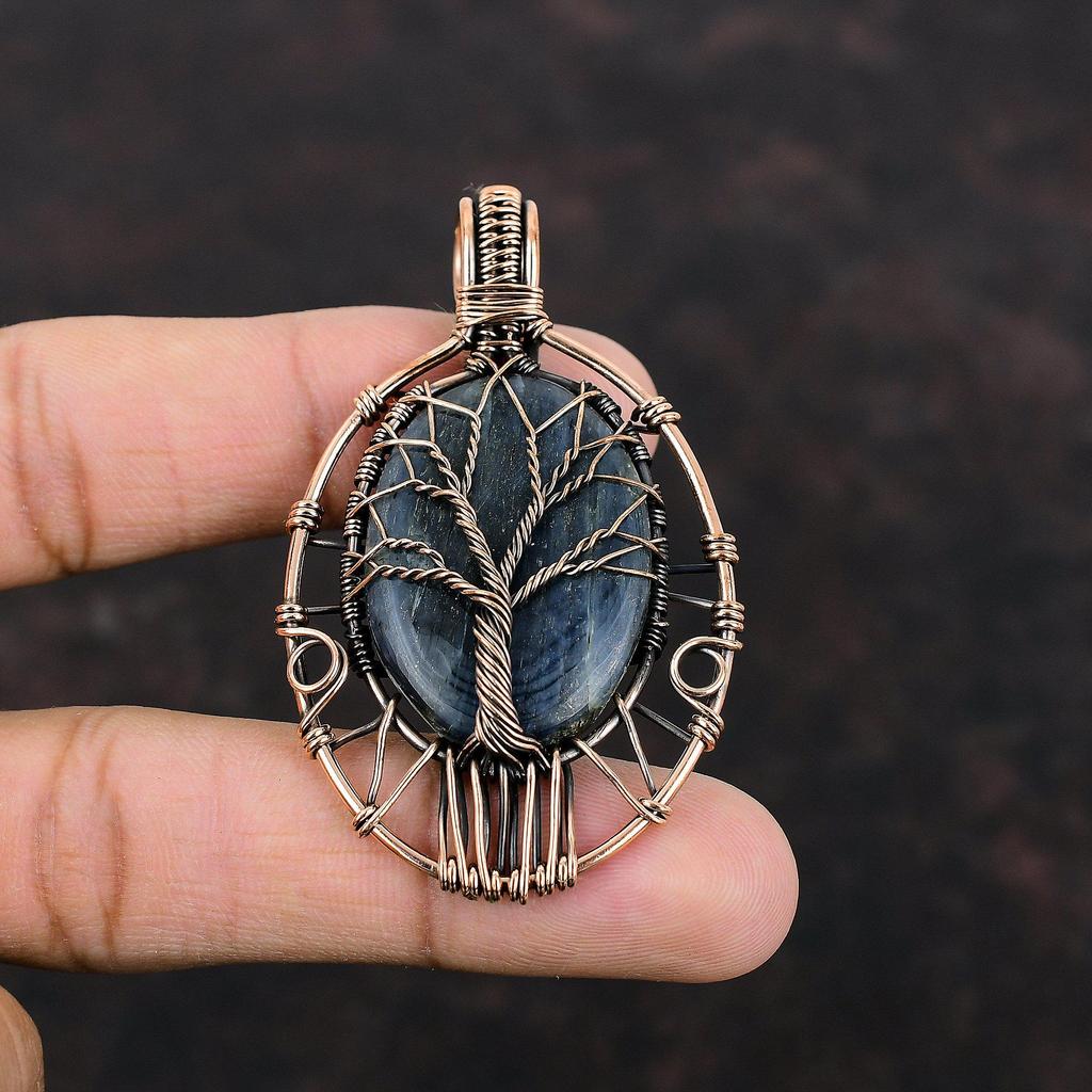 Tree Of Life Kyanite Pendant Copper Wire Wrapped Pendant Real Gemstone Pendant Kyanite Jewelry Handmade Pendant Copper Jewelry Gift For Mom
