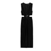 Spring New Women Opening Design Buckle Decoration Black Sleeveless Long Dress 2298176 5029167