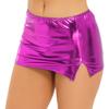 Women Shiny Wet Look Split Mini Skirt Bodycon Short Pencil Skirts Sexy Clubwear Night Club Rave Pole Dance Costume
