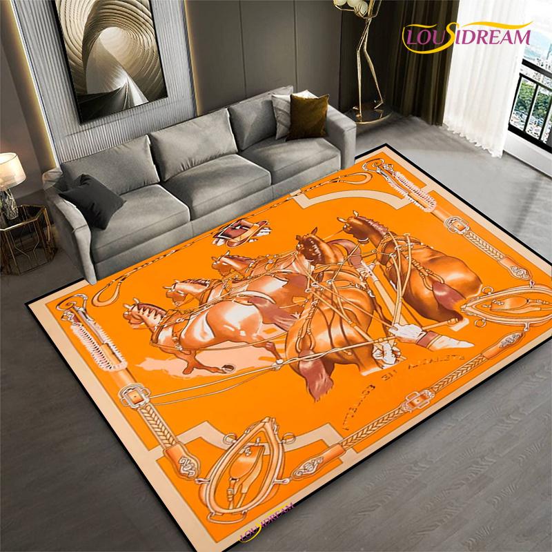 Мода Этническая Рамка Ковер Лошадь Домашний Декор Прямоугольный Ковер для Комнаты Черный Зеленый Оранжевый Гостиная Спальня Прикроватный Напольный Коврик для Стола