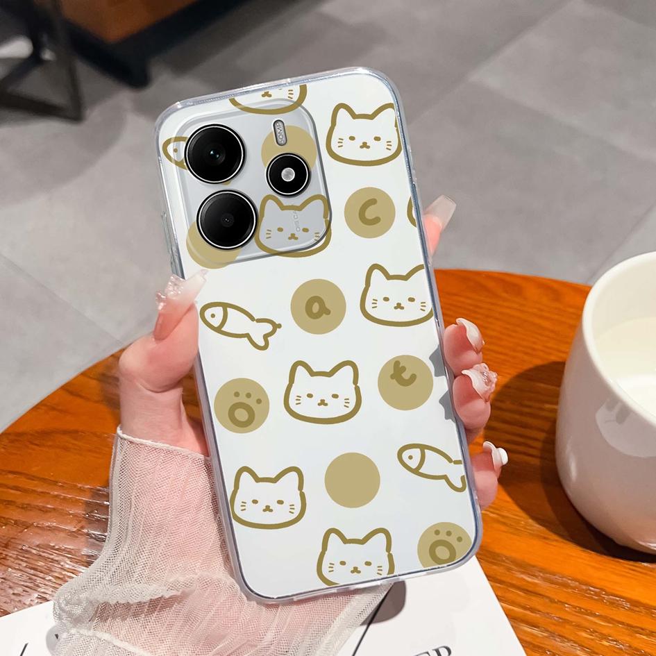 Забавные черные задние крышки для кота для Redmi Note 14 Pro Plus A3 K80 Pro A4 14R новый чехол для телефона эстетический дизайн жидкий силиконовый мягкий корпус для Redmi бампер