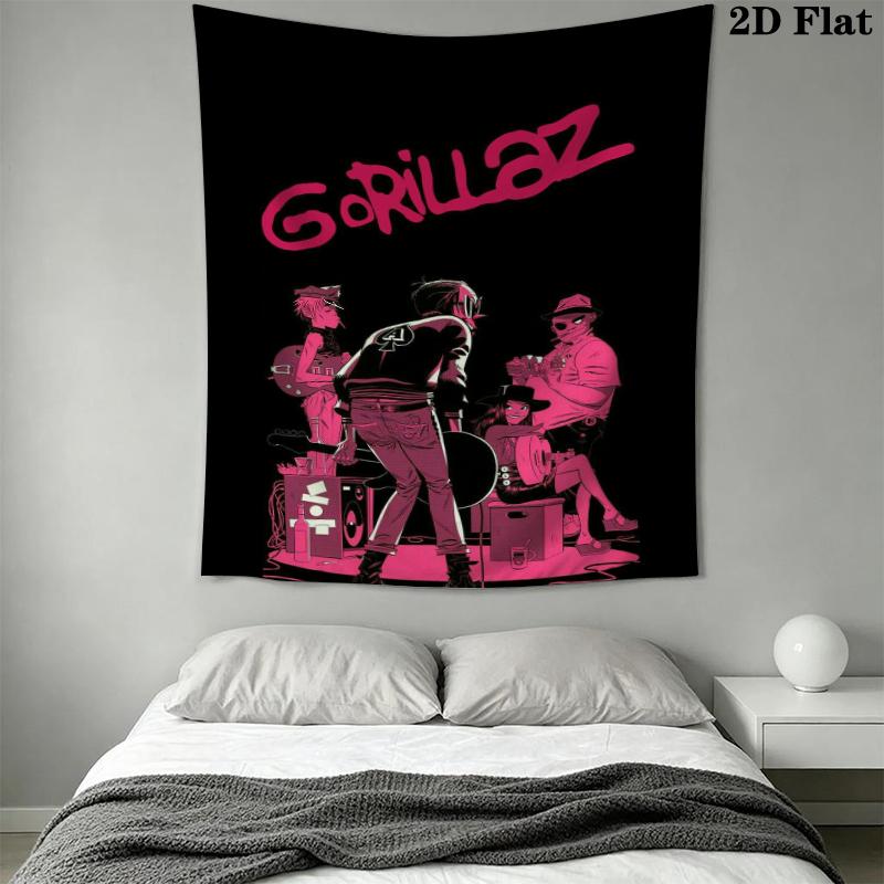 Gorillaz Wall Tapestry Aesthetic Wall Hanging Printed Fabric Blanket Decorative Tapestries for Bedroom Living Room Home Decor