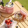 Double Layer Soup Cup Oatmeal Cup with Spoon Stainless Steel Breakfast Milk Bowl Office School Picnic Portable Food Container