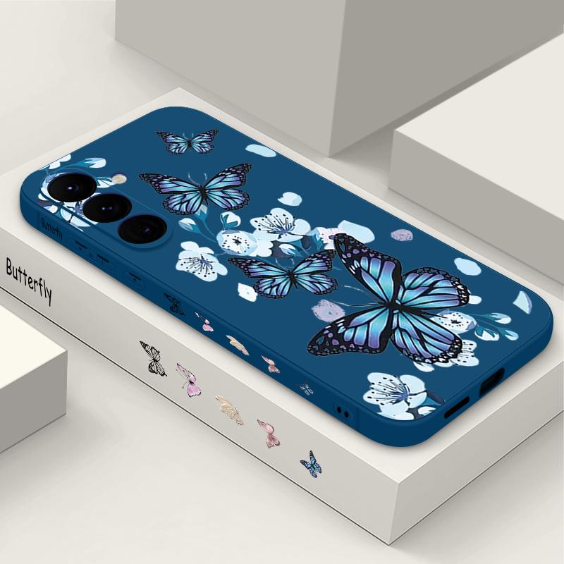 Чехол Ins с рисунком бабочки для Samsung Galaxy S26 S25 Ultra S24 S23 S22 Plus S21 FE A15 A16 A17 A35 A36 A54 A55 A56 5G Мягкая крышка