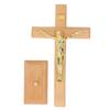 Crucifix Table Cross Hand Crafted Light Brown Durable Beech Metal Stable Base Standing Crucifix for