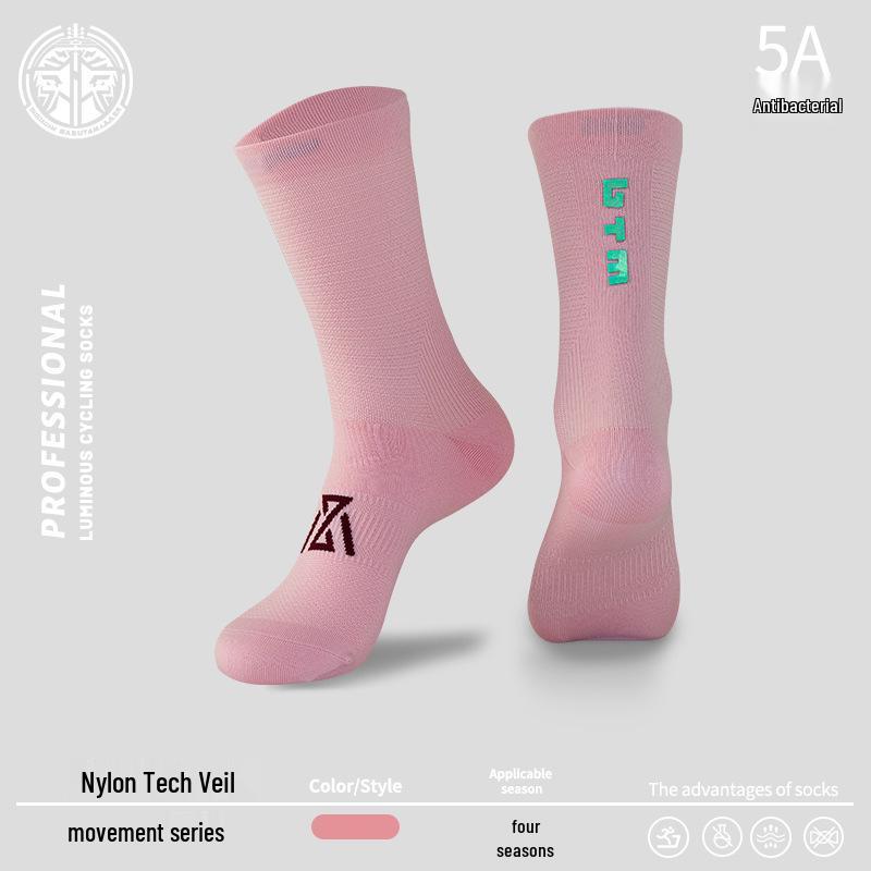 Men's and Women's Anti-Odor Reflective Cycling and Running Mid-Calf Socks