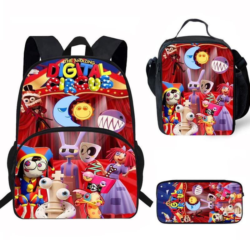 Kids Cartoon Backpack Set Elementary School Students With Lunch Bag Pencil Case - Lightweight Ergonomic Oxford Fabric