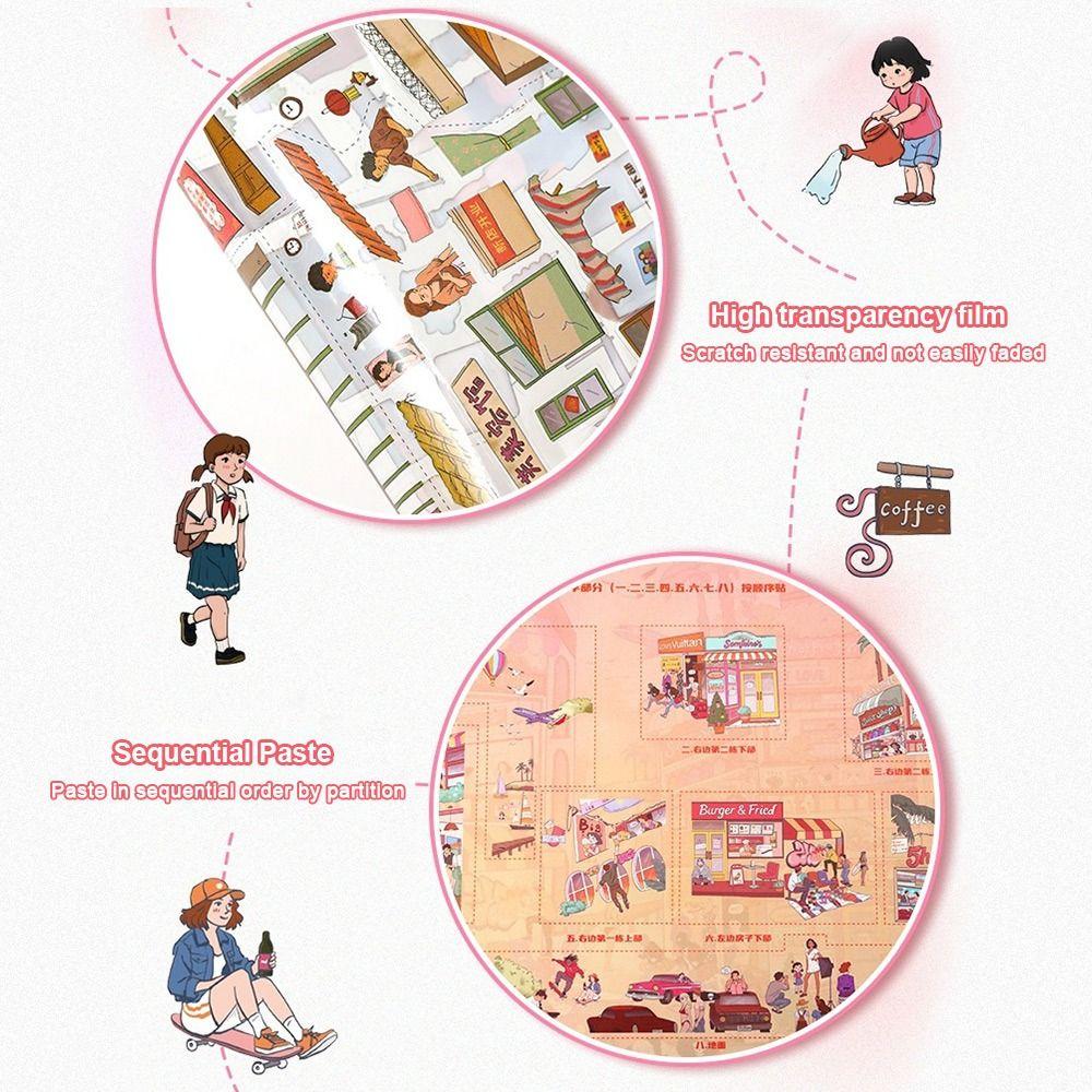 DIY Design Landscape Sticker Kawaii Design Street Scene Sticker Festival Decoration
