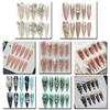 HANDMADE Long Shape Artificial Nail Art New Cat Eye 3D Shell Luxury Full of Diamonds Sweet Cool Pink Green Mystery Phototherapy Nails Reusable