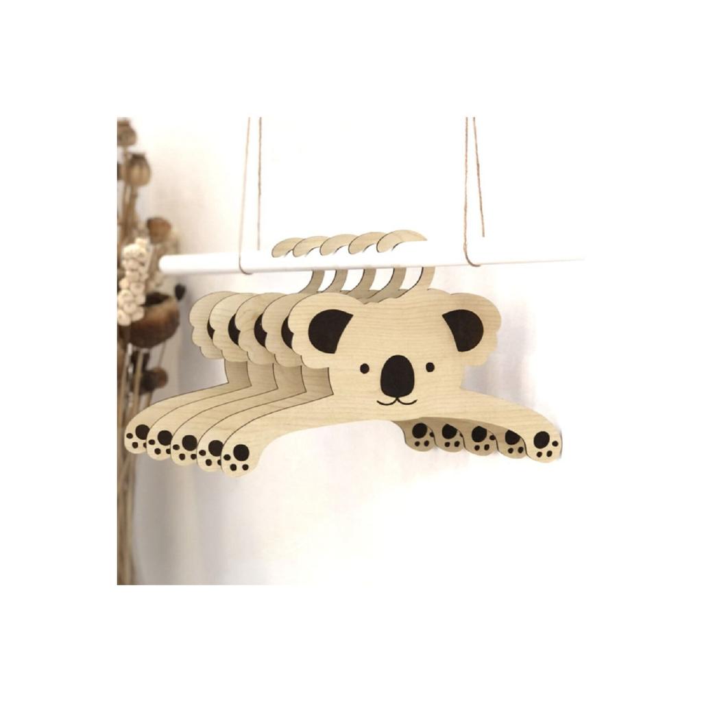 5-piece Baby Clothes Hanger Wooden Clothes Hanger Koala