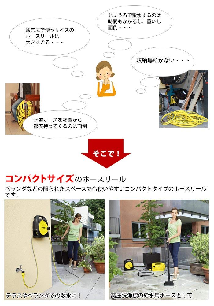 Компактная катушка для шланга KARCHER для мойки высокого давления с универсальным основанием (большой) 2.645-292.0