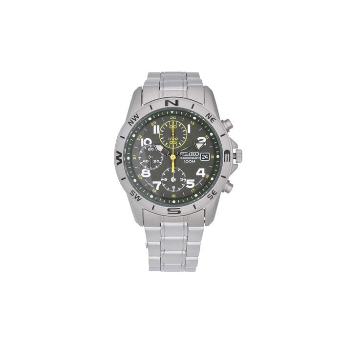 Seiko Мужские часы SND377P - Хаки/Серебристый/Желтый
