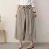 Повседневные женские брюки до щиколотки, весенние универсальные однотонные свободные брюки с широкими карманами и бандажными женскими брюками