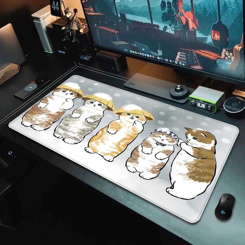 Cute mofusand cat Mousepad HD Printing Computer Gamers Locking Edge Nonslip Mouse Pad XXLxcm Keyboard PC Desk Pad