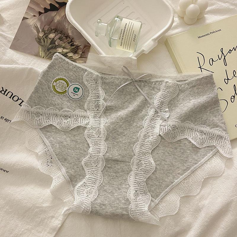 «7A Антибактериальное нижнее белье для девочек со средней посадкой из кружева и хлопка — женские большие размеры»