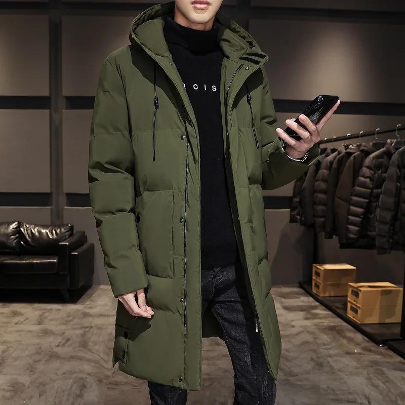 Long Cotton-padded Coat Warm Simple Solid Color Thin Look High Trend All Quality Fabric Comfortable Men's Parkas Down