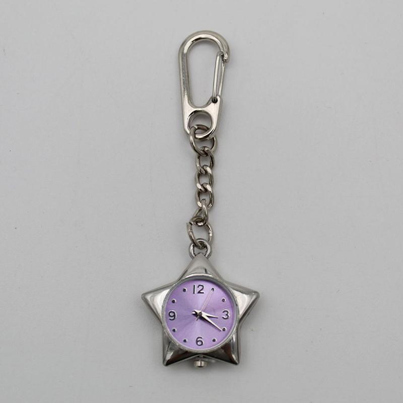 Star Pocket Watch Clock Keychain Zinc Alloy Trinkets Bag Charms Original Design Creative Pendant
