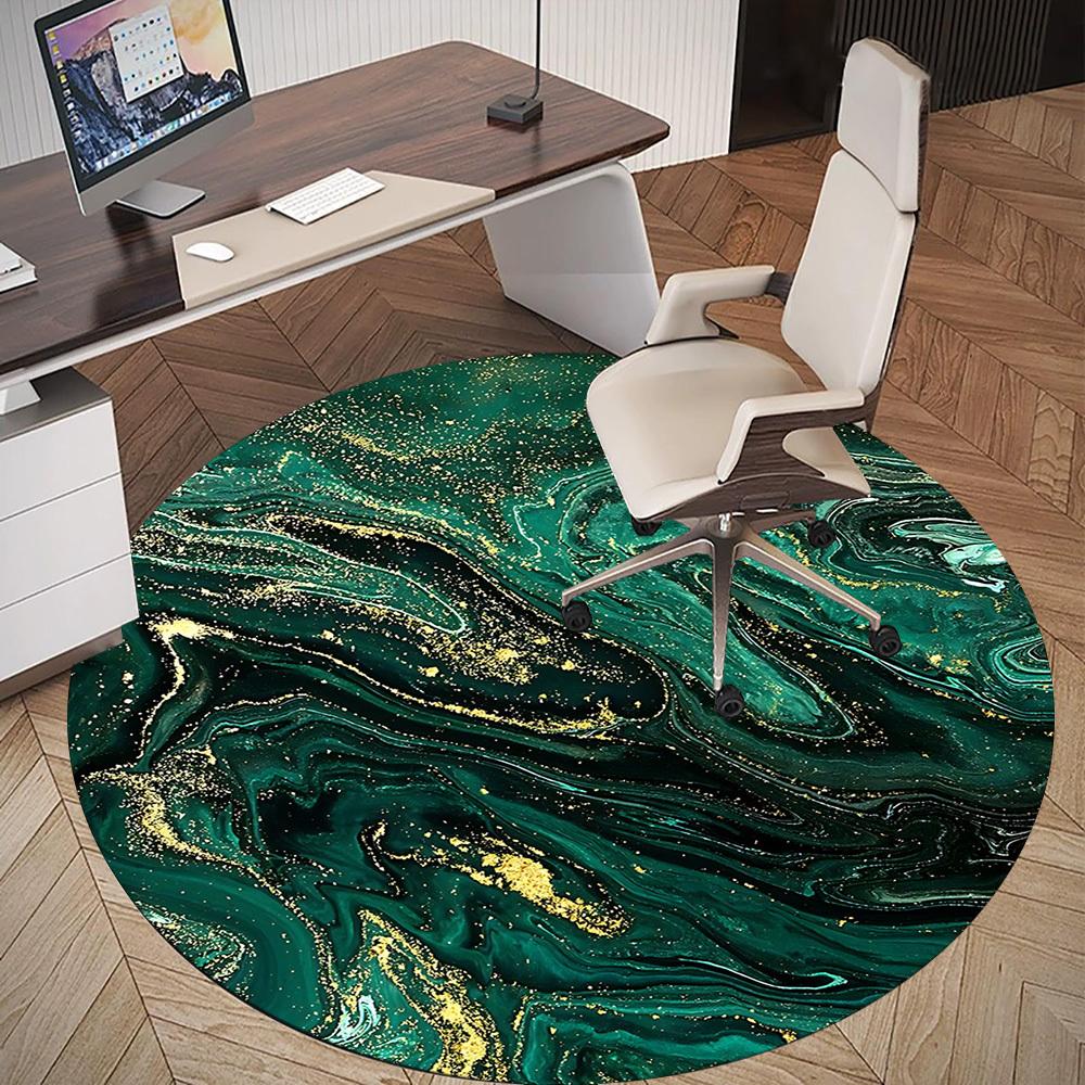 1pc Marble Texture Round Chair mat Area Rug - Non-Slip, Floor Mat for Office, Bedroom, and Indoor Decor c1125348