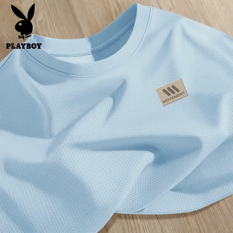 PLAYBOY Мужская футболка с коротким рукавом из ледяного шелка, быстросохнущая