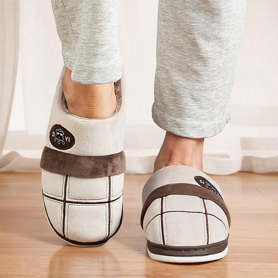 Фланелевые тапочки мужские Клетчатая подошва ТПР теплые пена с памятью мягкие домашние тапочки зимние удобные нескользящие высокого качества для дома с поддержкой свода стопы