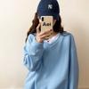 Oversize Sweatshirt Women's Spring and Autumn Thin New V-neck Loose Lazy Style Solid Color Long-sleeved Pullover Top