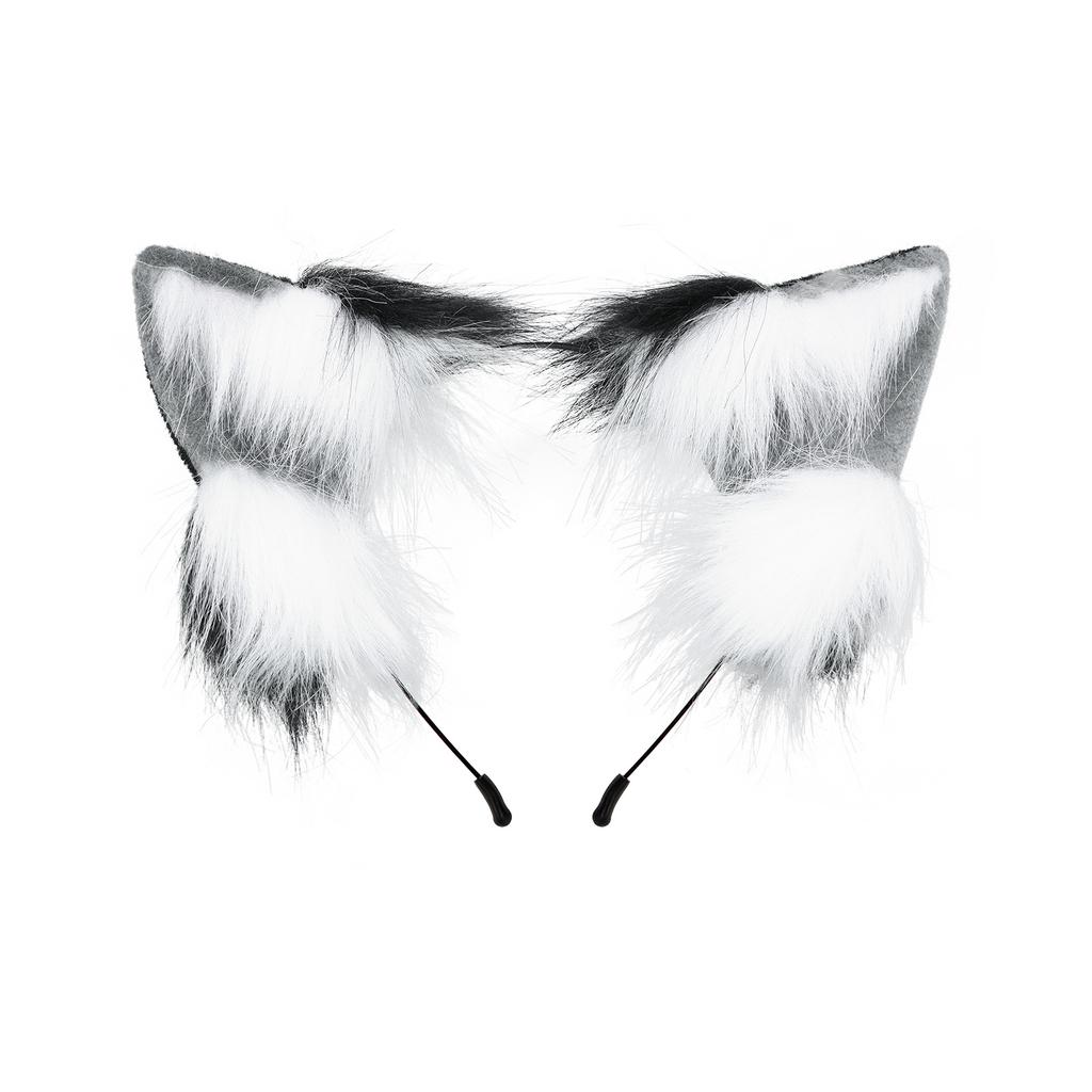 Anime zones fox ears headband cos plush fox tail suit live comic show dress up props