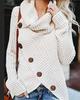 Autumn/Winter Women's Long-Sleeve Irregular Knit Color Block Button Sweater