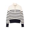 2026 Womens Striped Knit Sweater Streetwear Casual Zip Up Loose Fit Long Sleeve