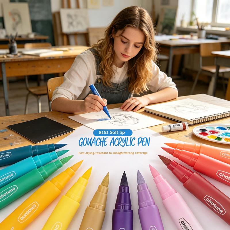 12‑36 Colors Pastel Acrylic Paint Markers Soft Brush Tip Waterproof Permanent for DIY Stone Egg Glass Nail Art Crafts