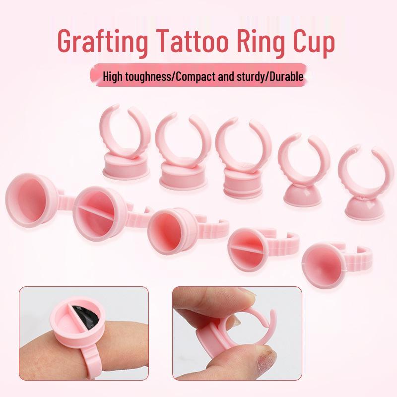 Набор из 100 розовых чашечек для пигмента для микроблейдинга и подставок для клея для наращивания ресниц