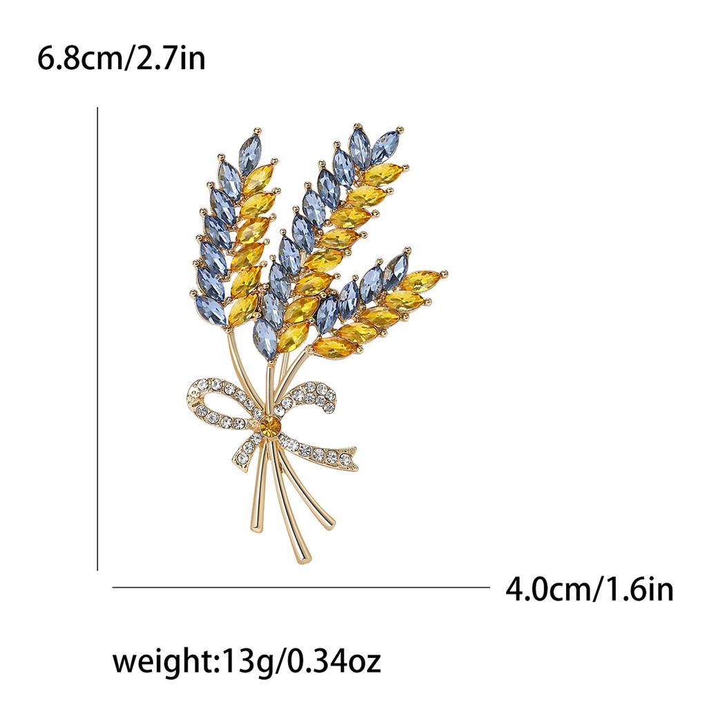 Trendy Rhinestone Wheat Ear Brooches for Women Ukrainian Wheats Pins Enamel Plant Badges Office Party Friend Gifts Accessories