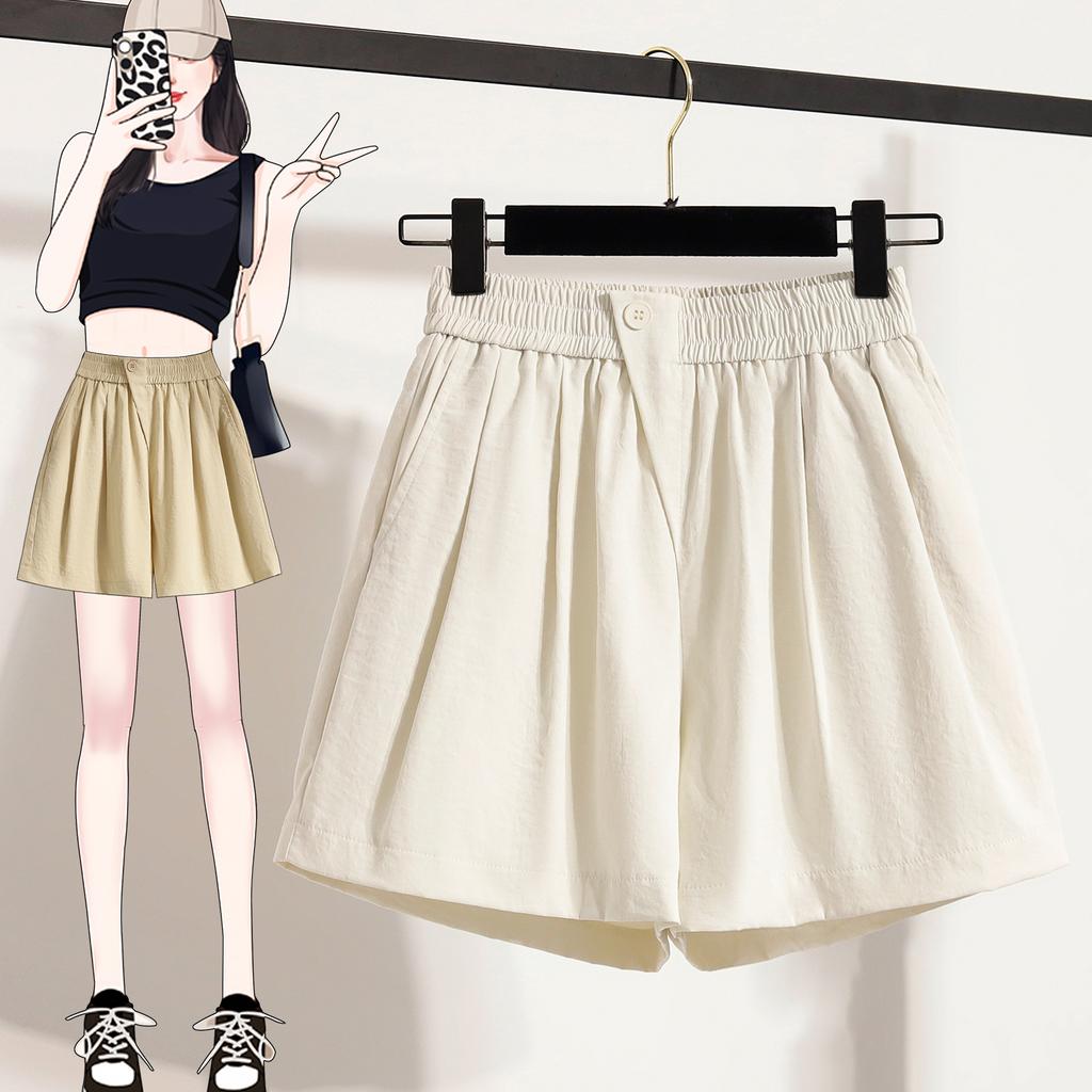 Dimanaf 2025 Plus Size Shorts Summer Women Elastic Loose High Waist Casual Short Pants Basic New Wide Leg Pants