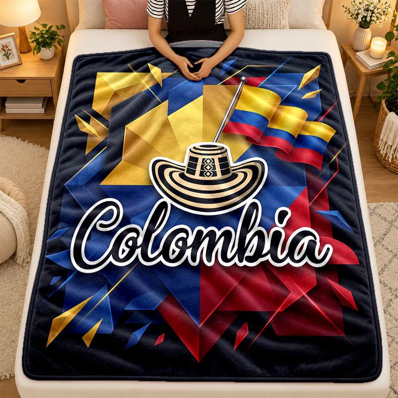Flannel BlanketColombia Football Warm Soft Throw Blanket for Indoor Sofa Bed Living Room Use