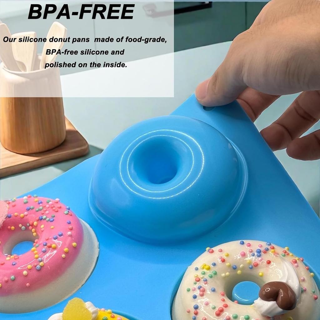 Axroad Mall 6-Compartment Heat-Resistant BPA-Free Silicone Donut Mold Set - 3 Colors, 27.5 x 17.5 x 3 cm, for Donuts, Cakes, Cookies, Muffins