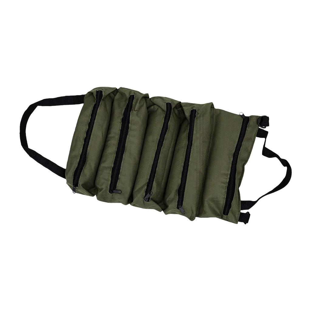 Roll Up Tool Bag 600D Oxford Cloth 5 Zippered Pockets Portable Tool Organizer Pouch for Car Home Garage Storage