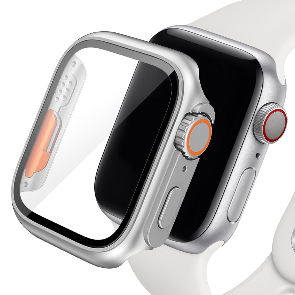 Смена на Ultra для корпуса Apple Watch Серии 8 7 45мм 41мм Защитное стекло для экрана+Чехол для iWatch 4 5 6 SE 44мм 40мм Бампер