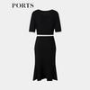 PORTS Elegant Shirt Collar Knit Midi Dress