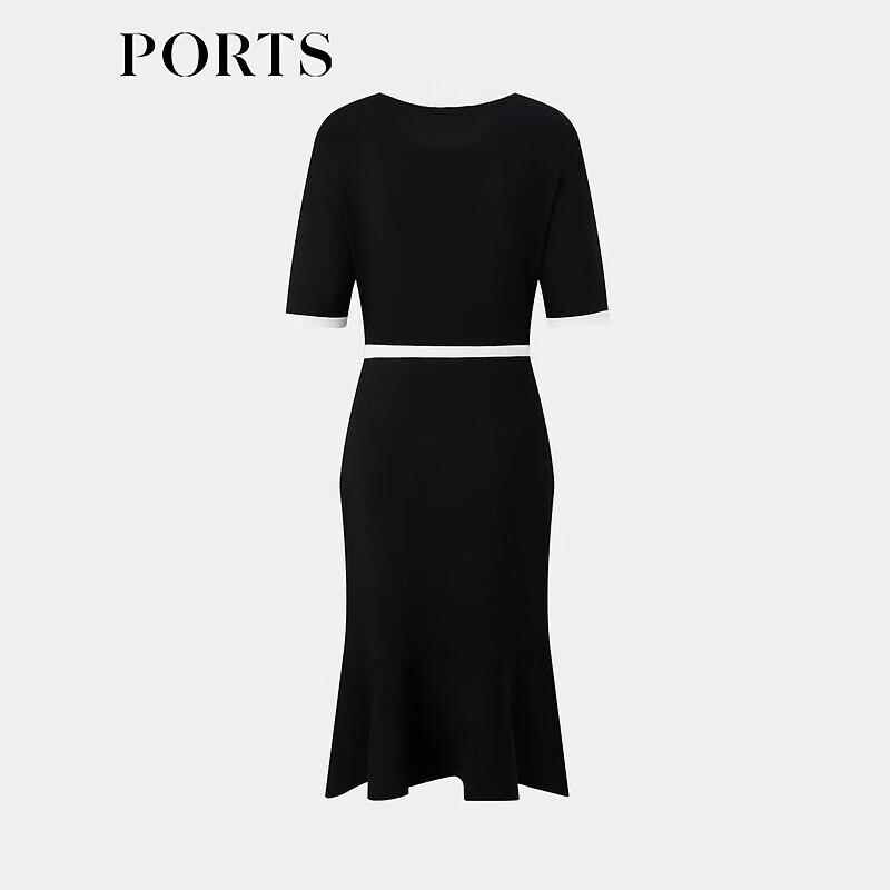 PORTS Elegant Shirt Collar Knit Midi Dress