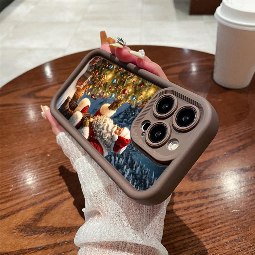 N105 рождественские и новогодние арт-мягкие чехлы для телефонов Angel Eyes для iPhone 16 15 14 13 11 Pro Max 8 7 6s Plus 12 mini XR XS Max SE противоударный чехол