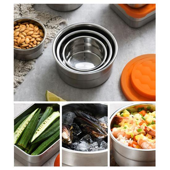 Контейнеры из нержавеющей стали для закусок для детей, герметичный контейнер для еды для малышей с силиконовыми крышками, складной металлический ланч-бокс для школы и детского сада