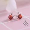 Серьги с красным гранатом и оленем: Рождественские украшения из серебра 925 пробы для женщин в японском и корейском стиле
