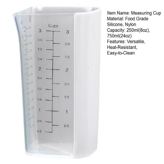 Силиконовая мерная чашка Yousheng с двойной шкалой, для выпечки и готовки, гибкий носик, удобная ручка, безопасна для микроволновой печи и посудомоечной машины, кухонные принадлежности