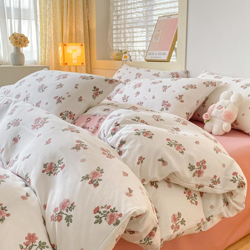 Маленький комплект из четырех предметов из свежевыстиранного хлопка, постельное белье, пододеяльник, комплект из трех предметов для односпальной кровати в общежитии