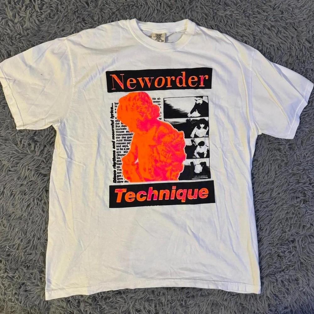 Винтажный стиль Футболка с коротким рукавом New Order, белого цвета, унисекс