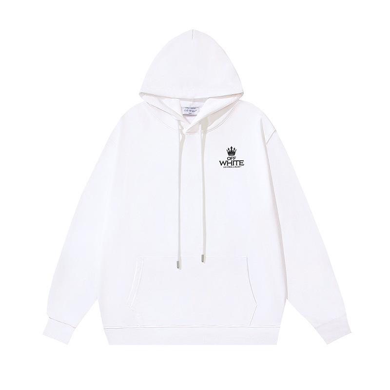 Off-White Осень/Зима 2025 Новая Корона Косая Полоска Черная Стрижка Принтованная Толстовка Мужская и Женская Толстовка